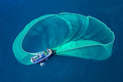 fishing boat with net