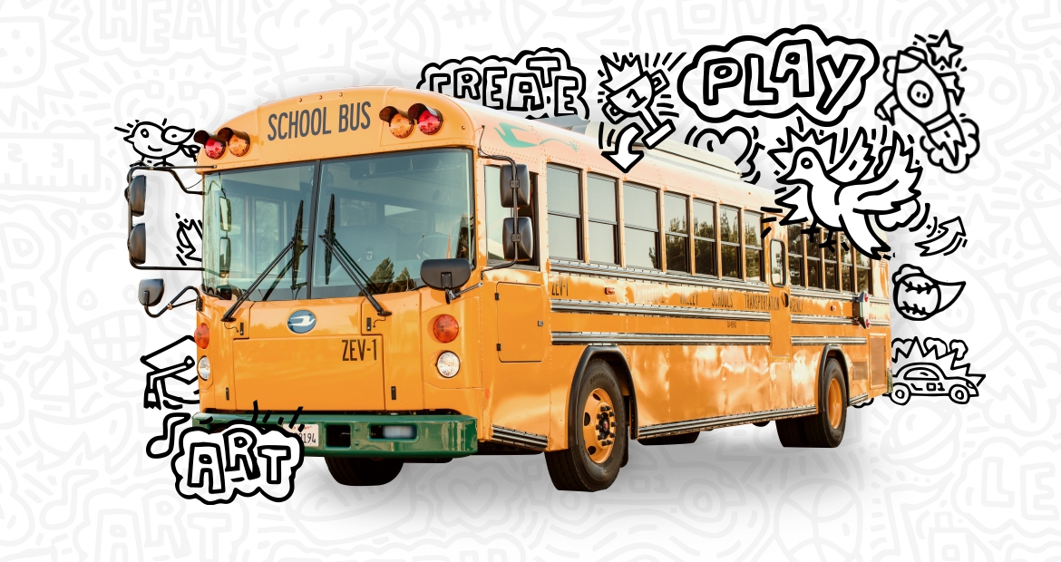 Driving forward: electric school buses inspire art | Cummins Inc.